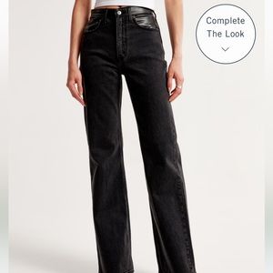 Abercrombie black jeans with leather at top